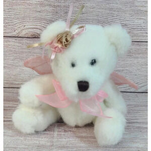 Dan Dee Collector's Choice Plush Angel Teddy Bear White Pink Wings 6"